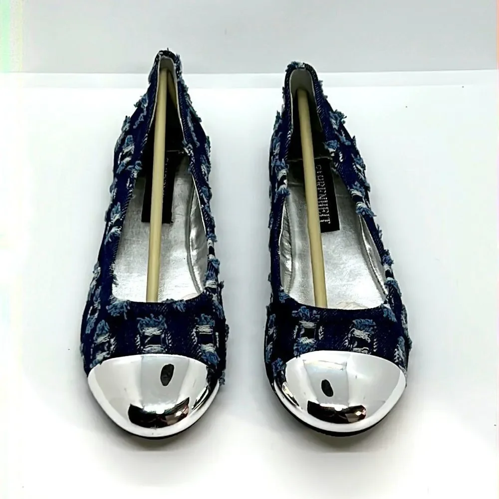 Denim Patchwork Flats By Fahrenheit.  Size 6